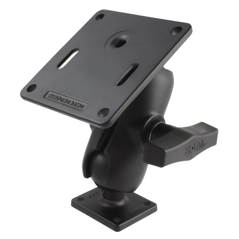 RAM-347U-B-2461 Double Ball Mount mit VESA-Platte 75x75 und rechteckiger AMPS-Basisplatte 1