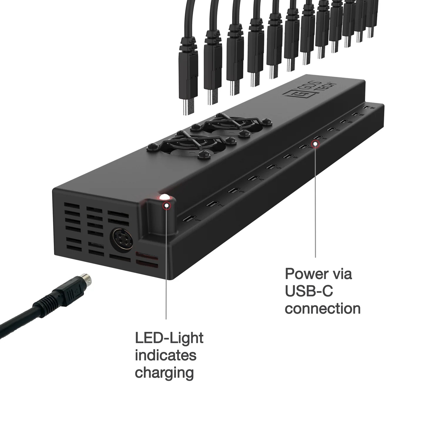Ram Mounts GDS 12-Port 300 Watt USB-C Wandladegerät für Büro und Heim