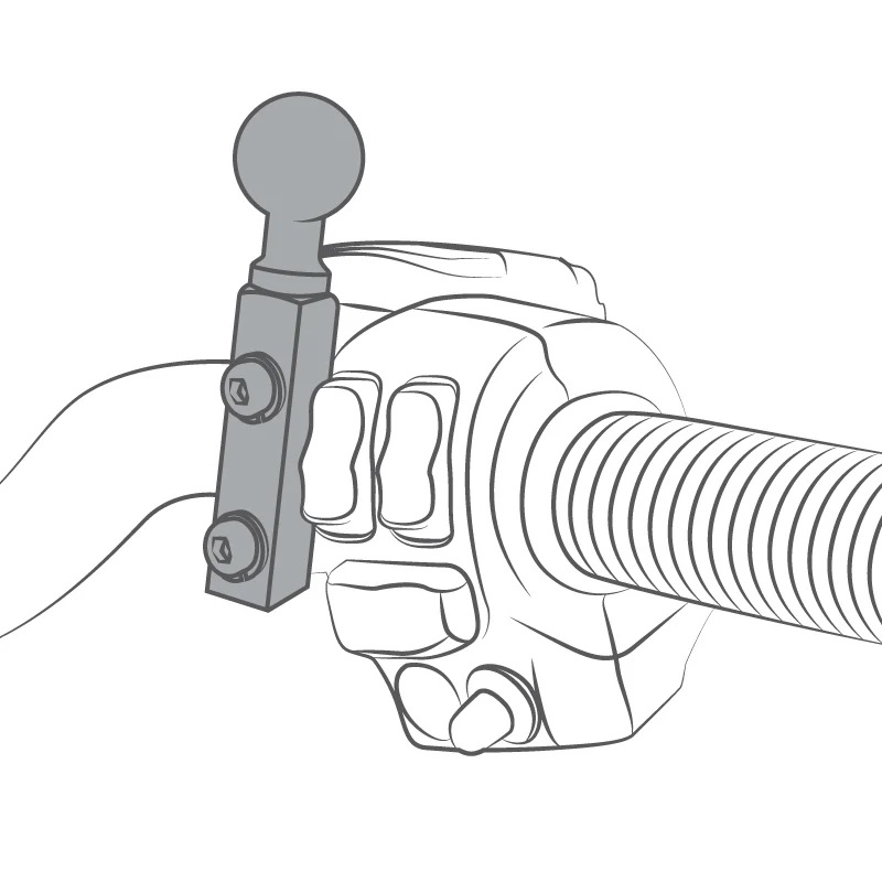 RAM-B-309-7U Motorrad-Basisset mit Bügelschelle und Reservoirbasis (seitliche Kugel) 2