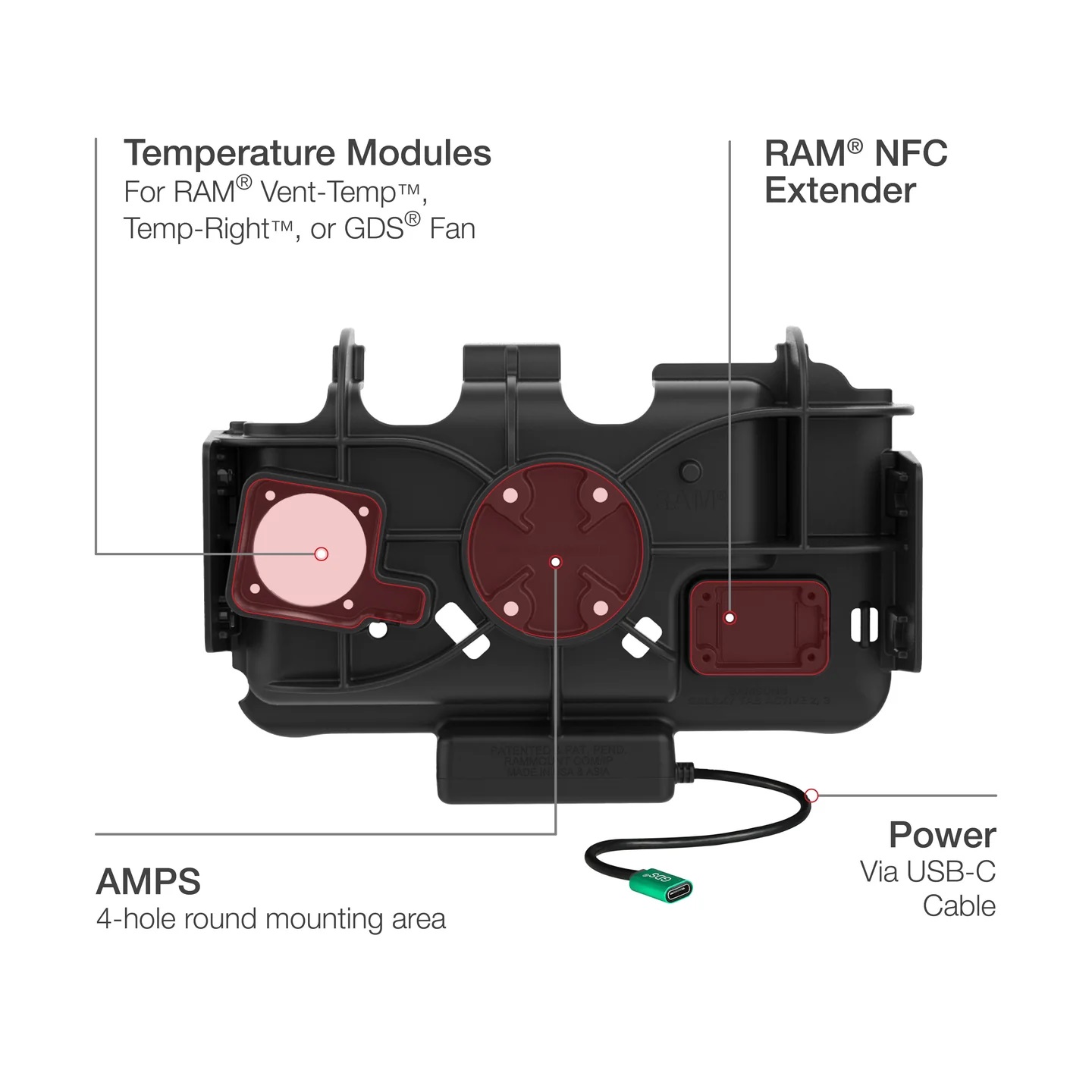 RAM-HOL-SAM60CPNU RAM® EZ-Roll'r™ Ladedock für Samsung Tab Active5 & 3 4