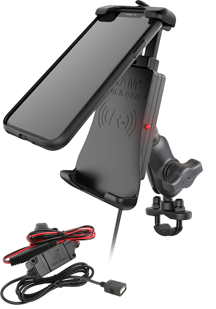 RAM-B-149Z-A-UN14W-V7M Quick-Grip induktive Motorrad-Halterung mit Bügelschelle 0.5-1.5" 1